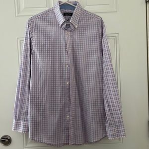 Náutica Plaid Dress Shirt for man, Size M 15 32/33, pink blue and white